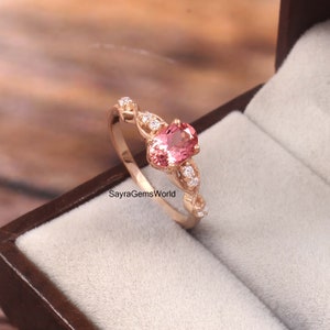 Tourmaline Ring, Oval Cut Tourmaline Ring, Pink Tourmaline Ring, October Birthstone Ring, Wedding Ring, 925 Sterling Silver Ring