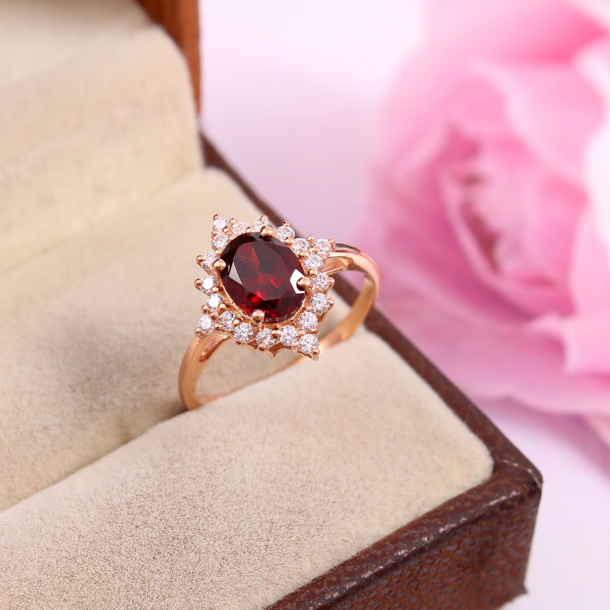 Anillo Ovalado De Cuarzo Rosa Hecho A Mano: Piedra De Nacimiento De Plata De Ley 925 - España