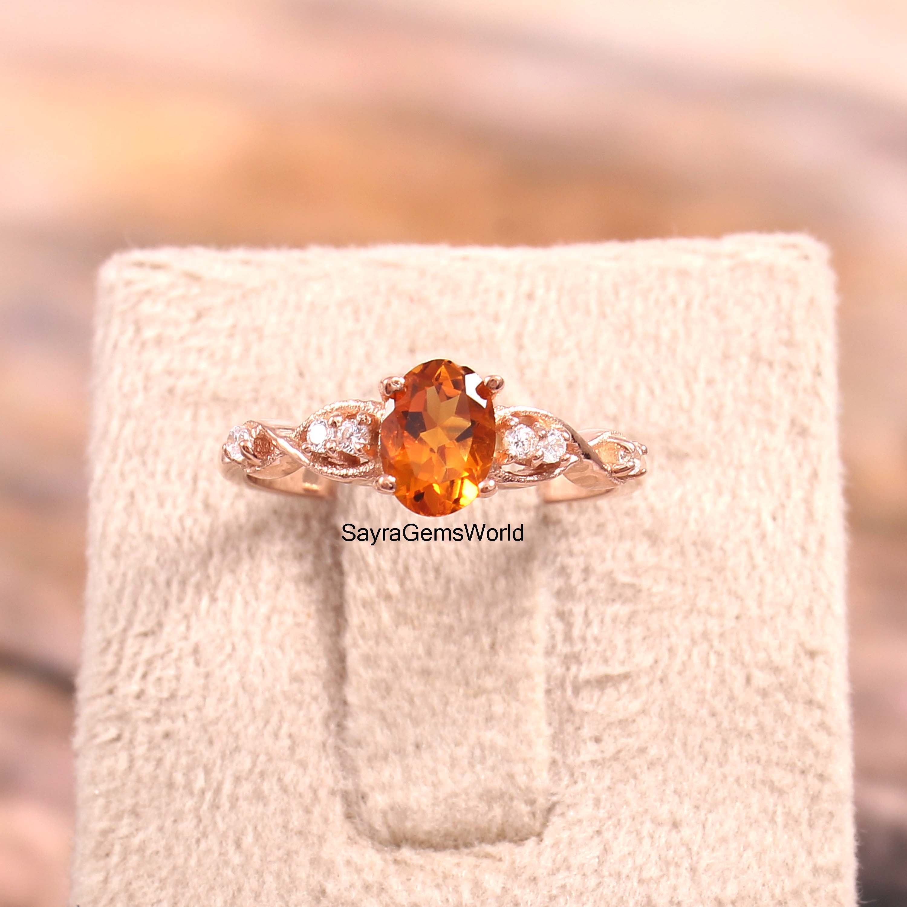 Citrine Ring, Natural Citrine Ring, Oval Citrine Ring, November Birthstone Ring, Engagement Ring, Gemstone Ring 925 Silver Rose Gold Ring