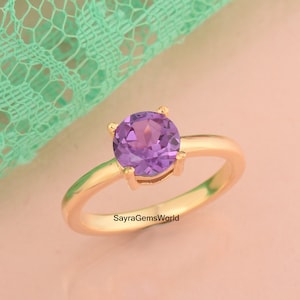 Rose de France ring, pink amethyst ring, 925 sterling silver ring, lavender amethyst ring, ring for Women gift ,Princess cut rose de france