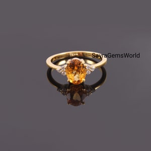 Citrine Ring, Natural Citrine Ring, Oval Cut Citrine Ring, November Birthstone Ring, Engagement Ring, Gemstone Ring 925 Silver Gold Plated