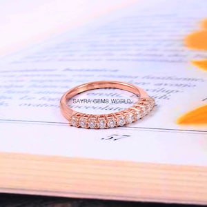 Moissanite Ring, Moissanite Band, Stacking Ring, Wedding Ring, Sterling Silver, Bridal Ring, Chennal Ring, Diamond Simulate Jewelry