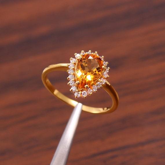 Citrine Ring 925 Sterling Silver Ring Alternative Engagement