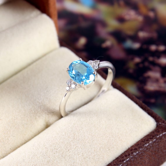 Blue Topaz Ring Wedding Ring Proposal Ring Sagittarius Ring Birthstone Ring December Birthstone Promise Ring 925 Sterling Silver Ring Etsy
