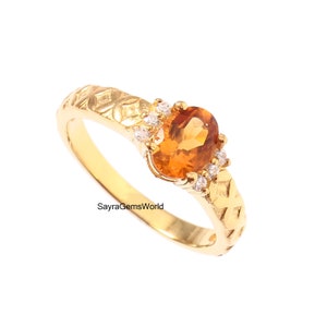 Citrine Ring, Natural Citrine Ring, Oval Cut Citrine Ring, November Birthstone Ring, Engagement Ring, Gemstone Ring 925 Silver Gold Plated