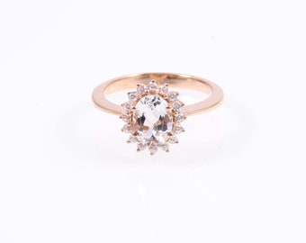 White Topaz Ring,  Natural White Topaz Ring, Colorless Gemstone Ring, Wedding Ring, Promise Ring, Solitaire Ring, Women Ring,