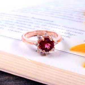 Garnet Ring, Rhodolite Garnet Ring, Natural Garnet Ring, Bridal Ring, Pink Garnet Ring, January Birthstone, Engagement Ring, Wedding Ring