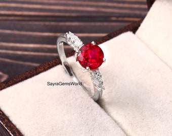 Ruby Ring, July Birthstone Ring, 925 Sterling Silver, Solitaire Ring, Statement Ring, Gemstone Ring,  Engagement Ring, Gift For Friend