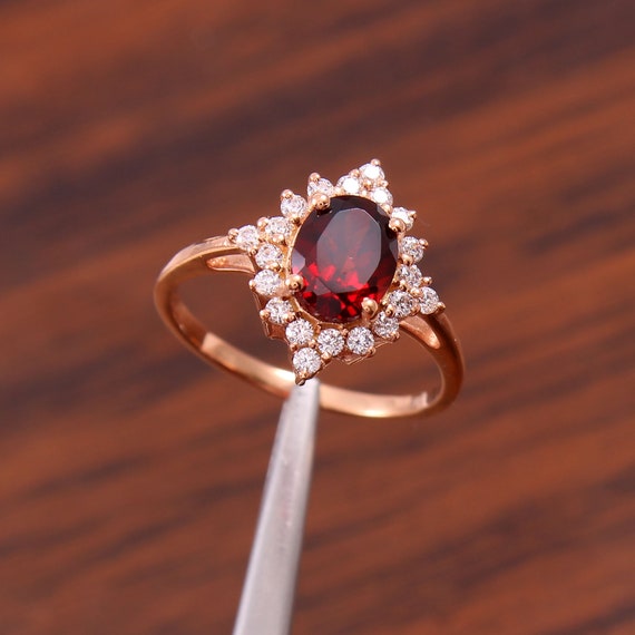 Anillo Ovalado De Cuarzo Rosa Hecho A Mano: Piedra De Nacimiento De Plata De Ley 925 - España