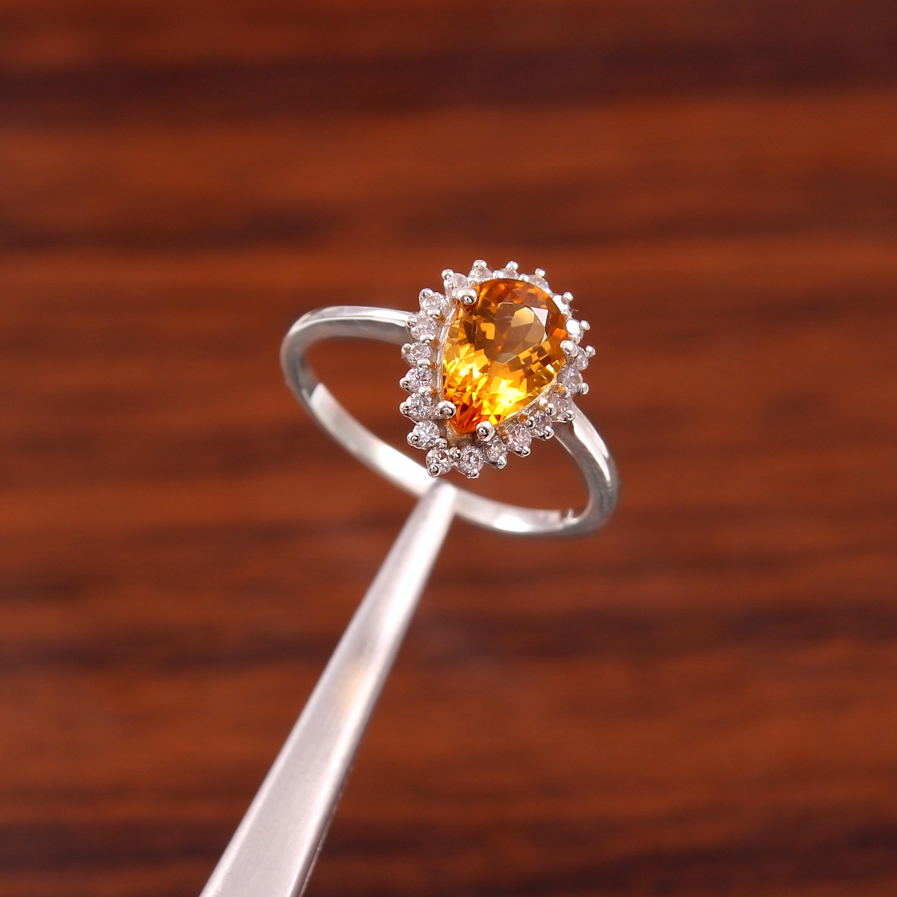 Citrine Ring, November Birthstone Ring, Yellow Gemstone Ring