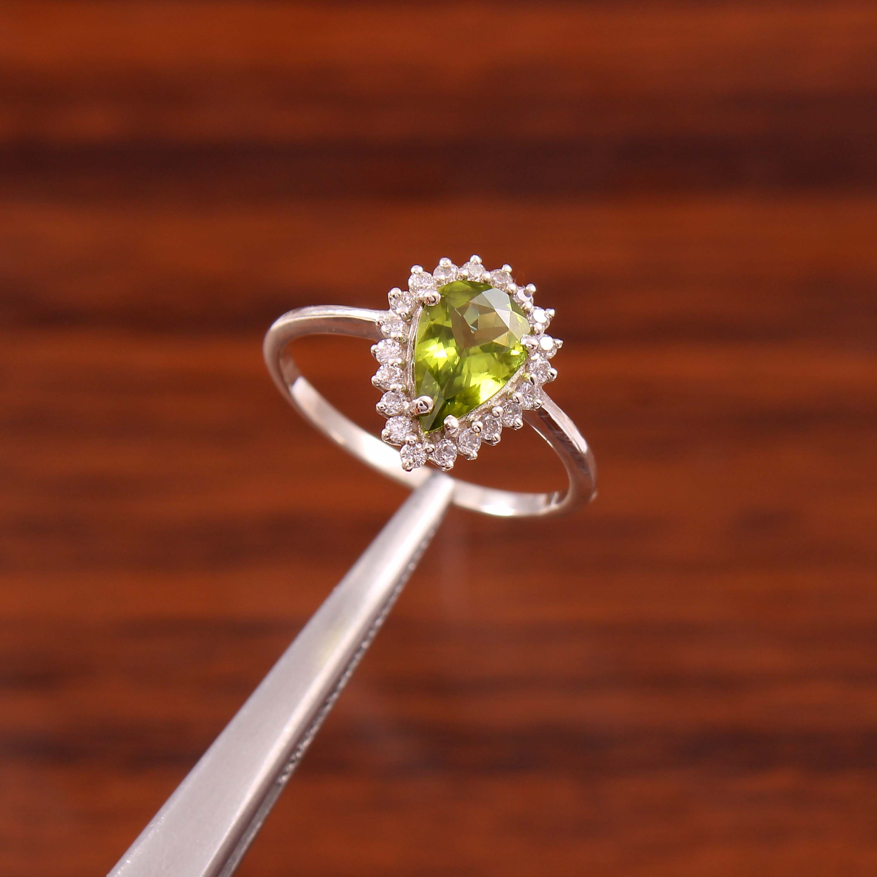 Peridot Ring Beautiful Peridot Zircon Ring Promise Ring Etsy