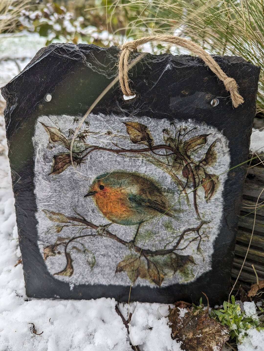 Robin Decoupaged Little Robin Red Breast Winter Themed Decoupaged Reclaimed - Etsy