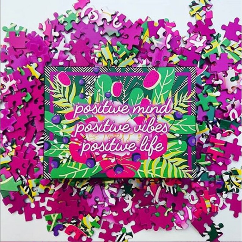 Positive Vibes Puzzle Quirky Adult Jigsaw Puzzle Colourful Etsy