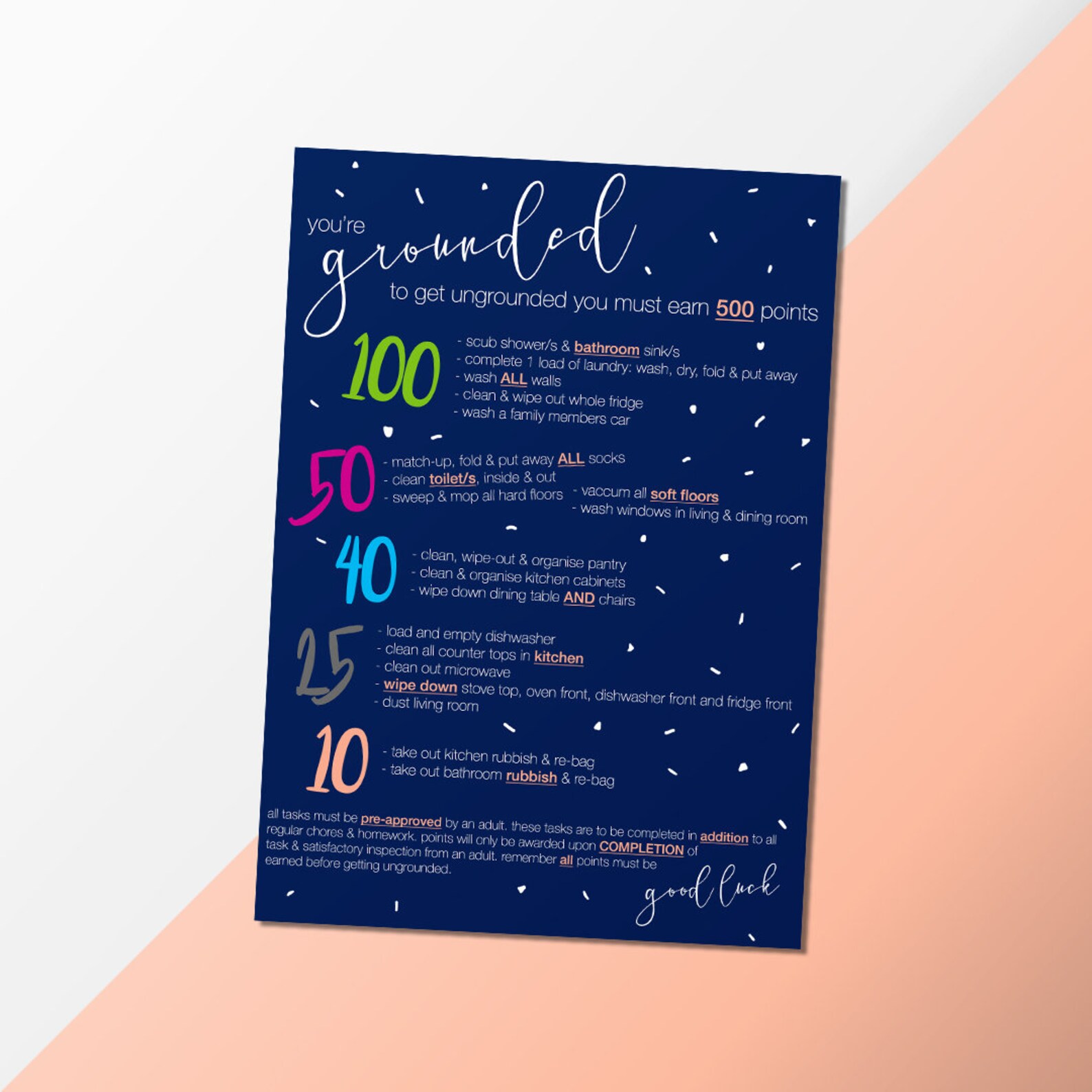 Grounded Chart, Digital Kids Grounded Chart, Grounded Chart for Kids ...