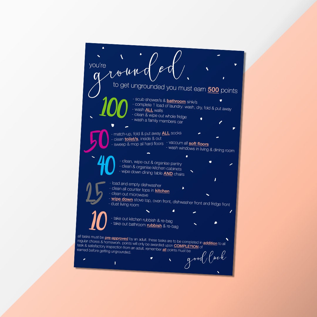 Grounded Chart, Digital Kids Grounded Chart, Grounded Chart for Kids ...