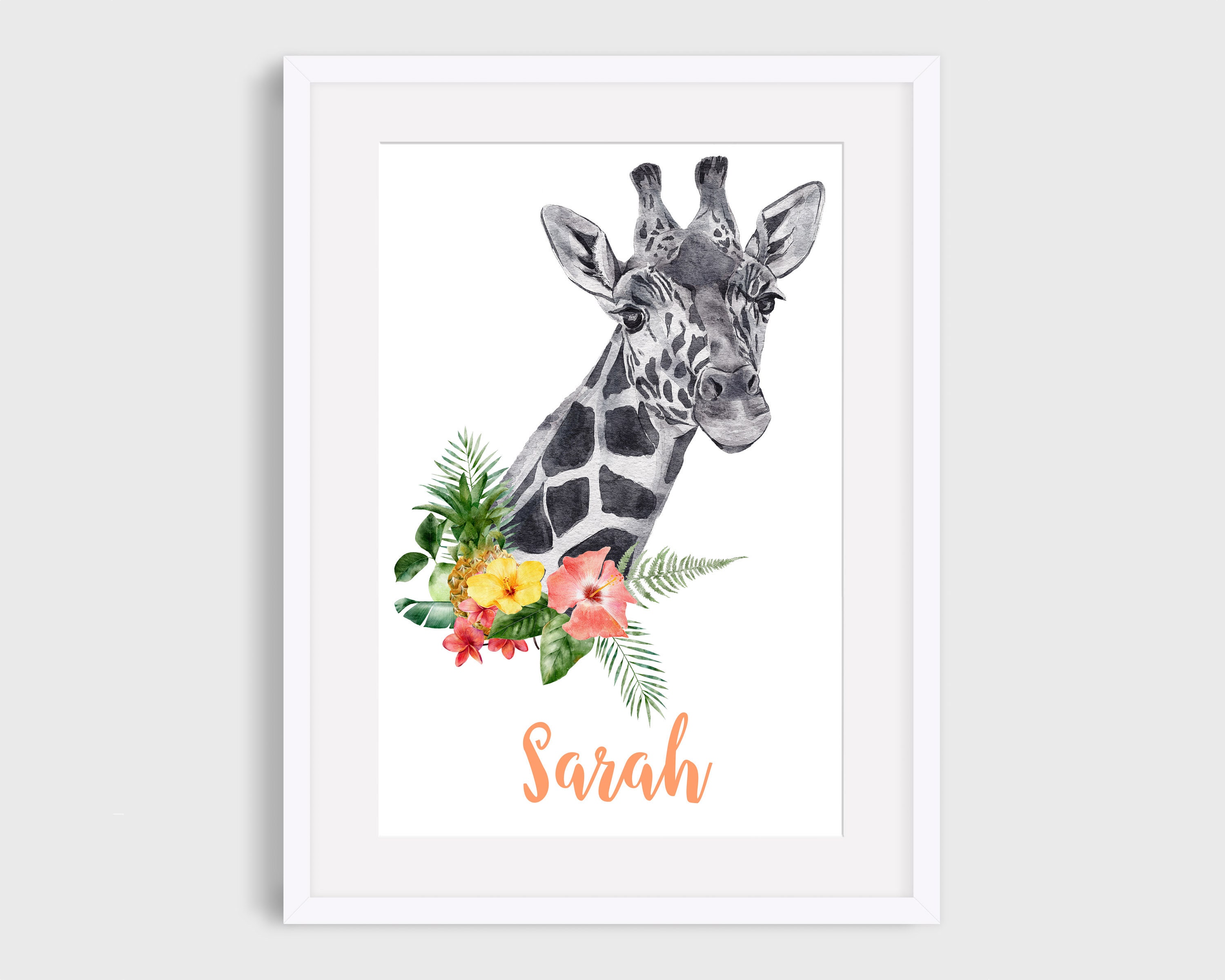 Personalised giraffe print name personalised giraffe poster Etsy