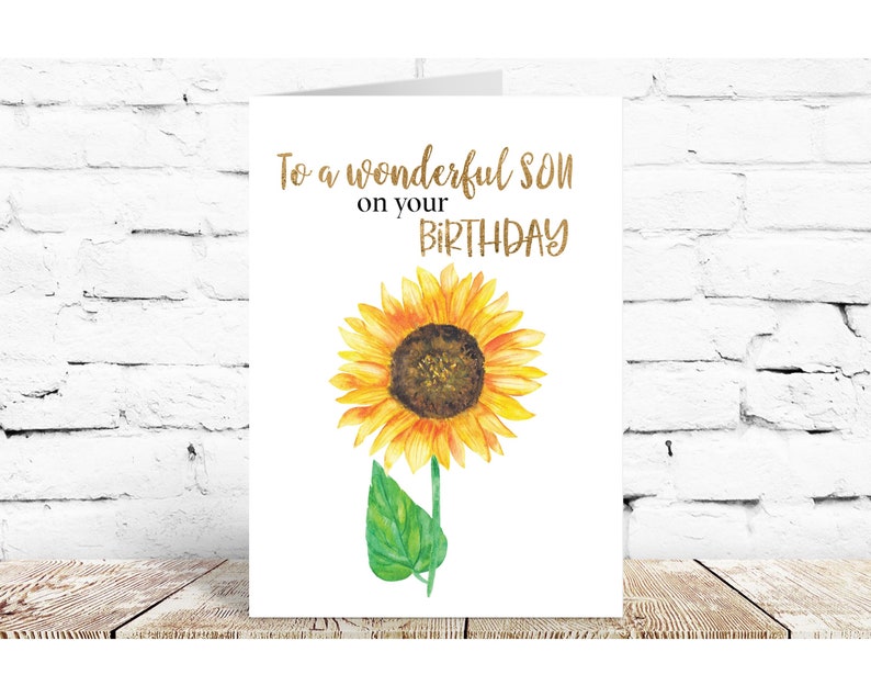 for him Son\u2019s birthday card sunflowers