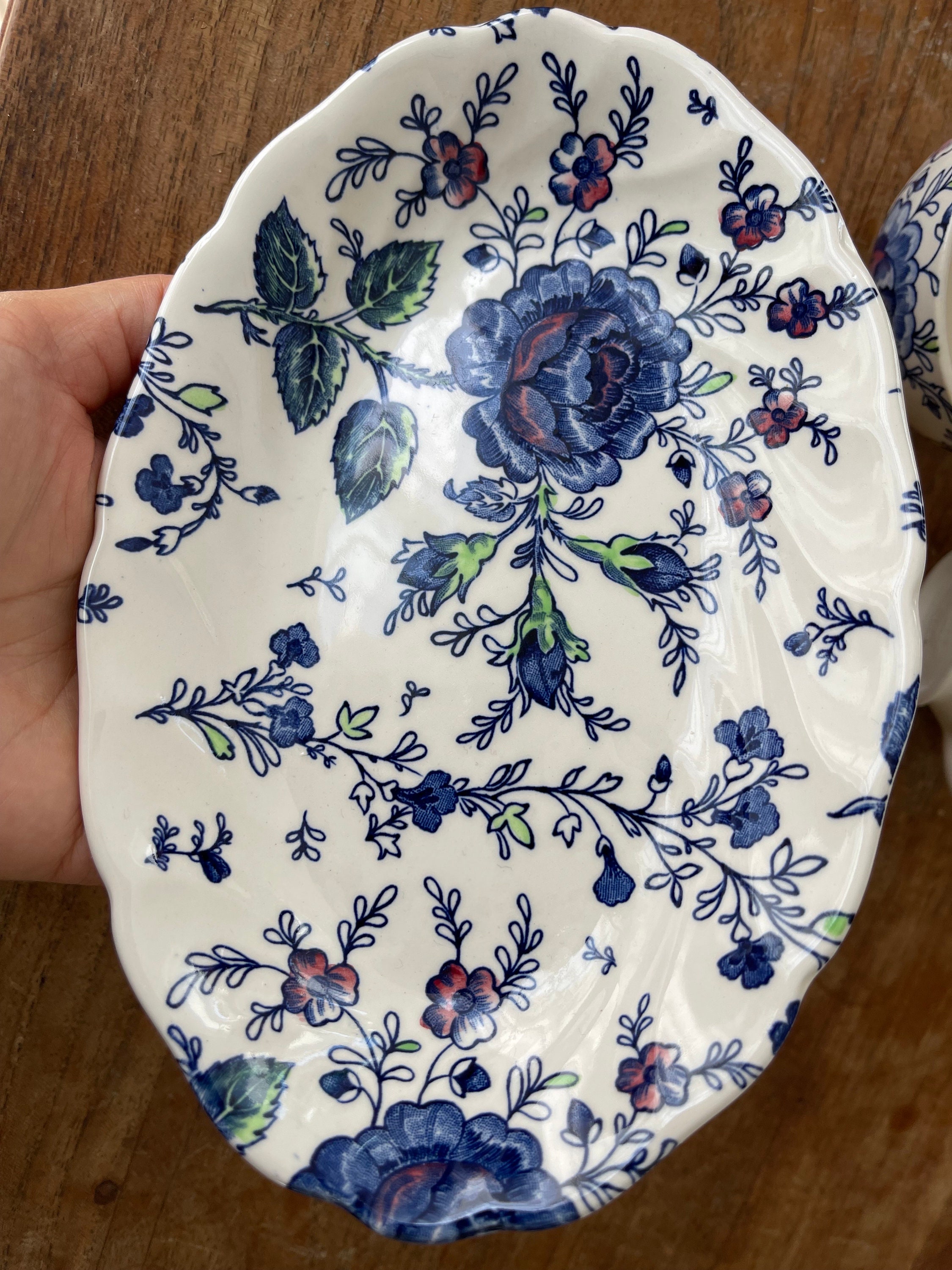 Vintage Johnson Brothers/bros Rose Chintz Blue Sugar Bowl Cream