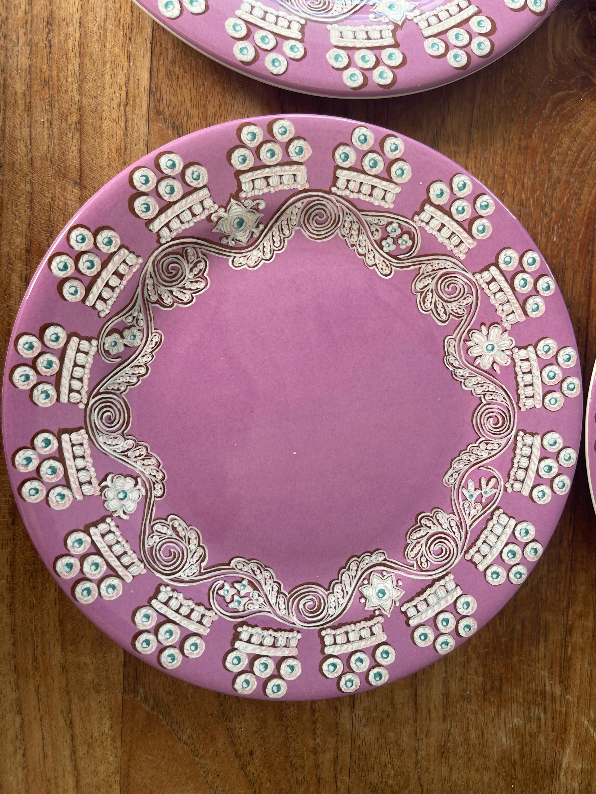 Set of 4 Beautiful Gien France Paseo Purple/lavender Breakfast