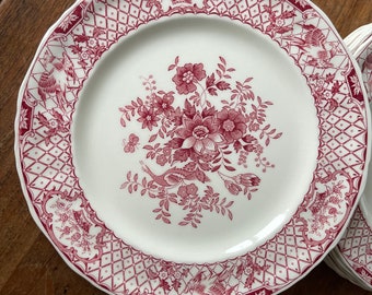 A Vintage Mason's Ironstone Stratford Pink ontbijtbord- Breakfast plate- Salad Plate- 20cm- made in England!