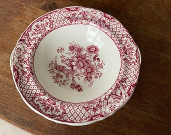 A Vintage Mason's Ironstone Stratford Pink Ontbijtkom/Schaal- Soup or Cereal Dessert bowl-16,5cm- Rare!