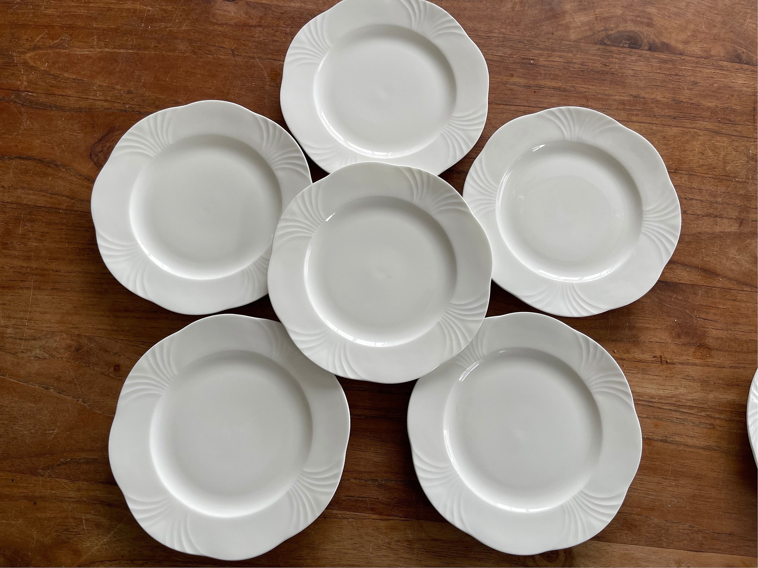 Set of 6 Villeroy and Boch Bone China Arco Weiss Pastry Plate/cake 