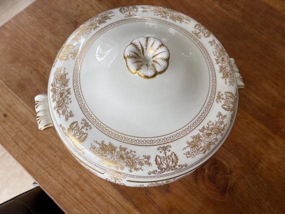 Elegant Wedgwood Bone China- Gold Columbia (gold Flowers, White