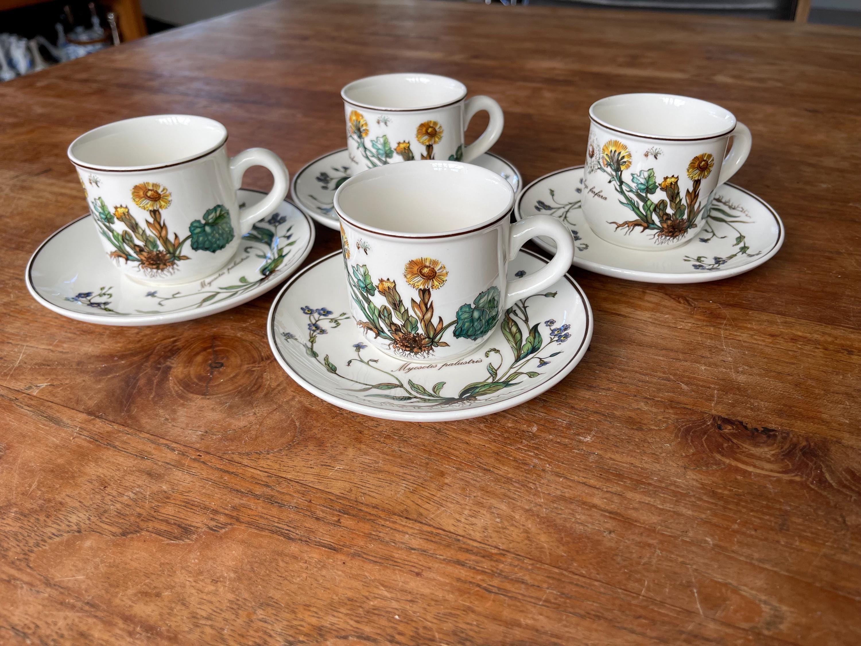 Set of Gorgeous Villeroy Boch Botanica Teacup/Coffee Cup with Saucer-  Tall Teacup or Coffeecup and Saucer-Vitro Porcelain