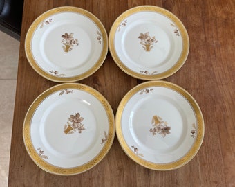 Set of 4 Beautiful Royal Copenhagen Golden Basket Breakfast Plate-Breakfast/Salad Plate-19cm - Gold Trim