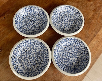 4er-Set – Vintage Wedgwood Enoch Tunstall Ltd – Camille-Blau – tiefe Teller-Suppen-/Pastaschüssel 20 cm – sehr selten!