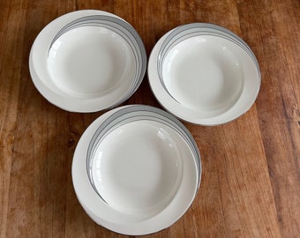 Juego de 3 porcelana de hueso Wedgwood vintage Forma 225-Selene Sopa profunda/Plato de pasta-Sopa/Tazón de pasta-23cm- Raro