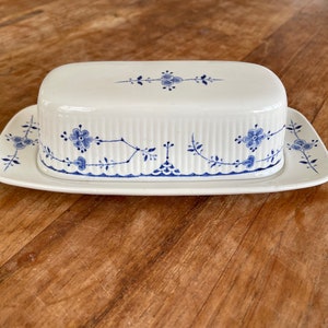 A Rare Vintage Mason's Ironstone Furnivals 'Denmark' Butter Dish-Covered Butter Dish- blue/white- Rare!