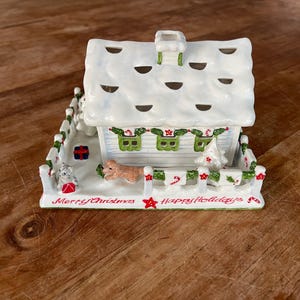 Uma linda decoração de Natal para casa de velas de Villeroy en Boch - Porta-velas de Natal/Casa de velas de Papai Noel - Raro!