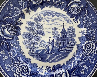 A Gorgeous Vintage Arabia Finland Blue Landscape-sininen Maisema