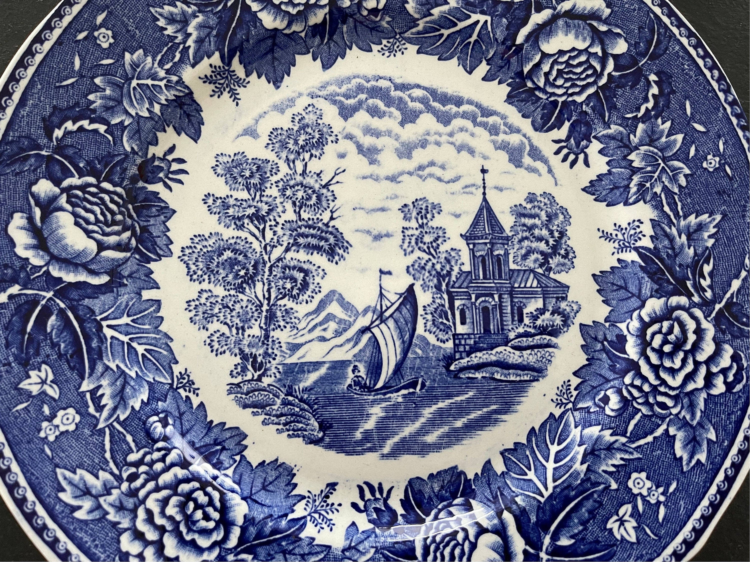 A Gorgeous Vintage Arabia Finland Blue Landscape-sininen Maisema