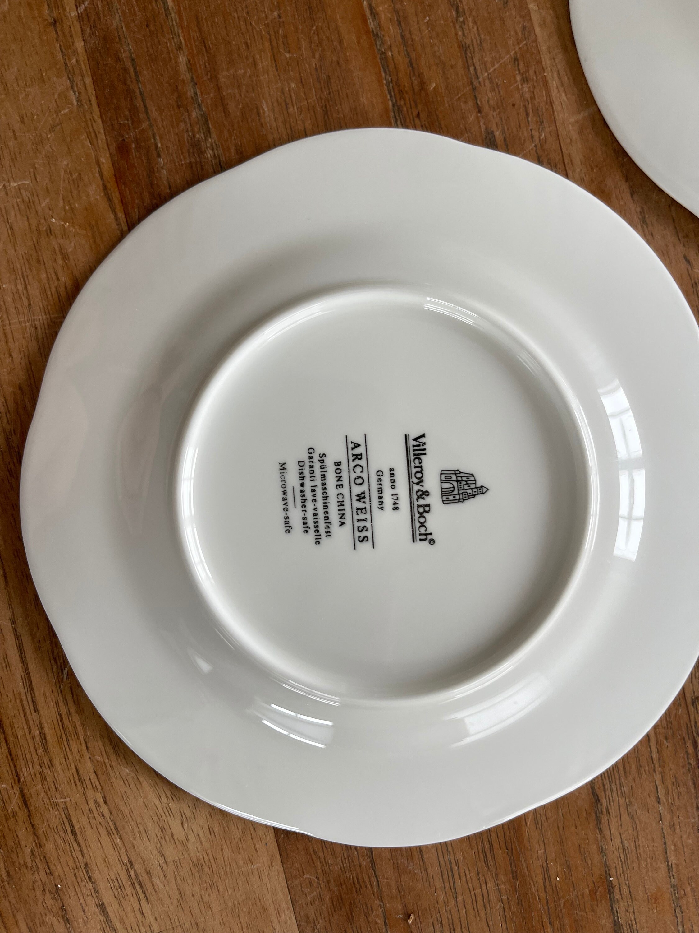 Set of 6 Villeroy and Boch Bone China Arco Weiss Pastry Plate/cake 