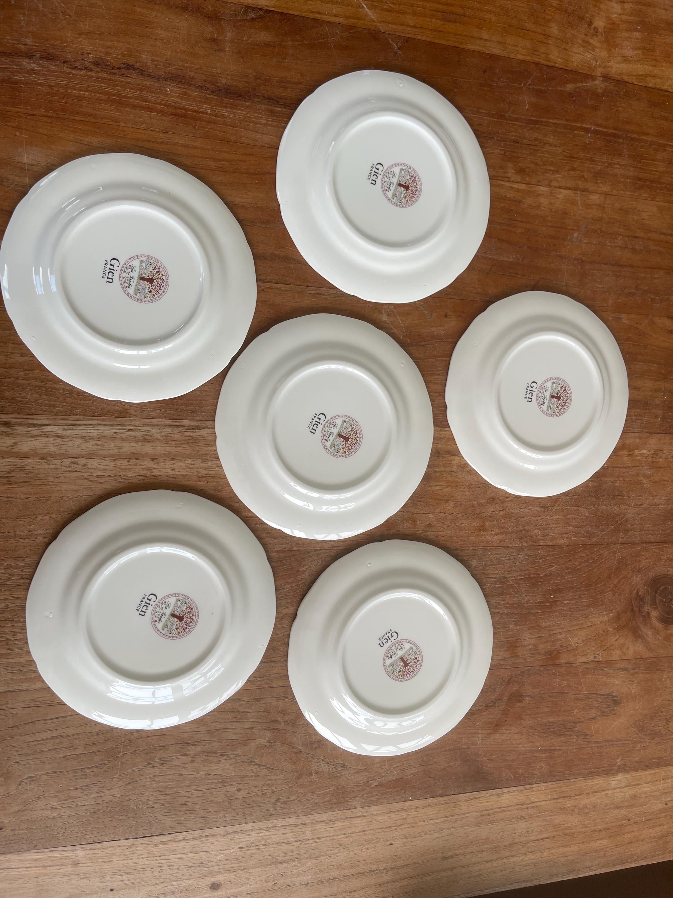 Set of 6 Gorgeous Gien France Les Tartes Pastry Plate/pie Plate