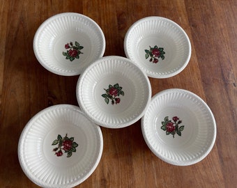 Set of 5 - Vintage Wedgwood of Etruria & Barlaston "Moss Rose" Pap/Dessert Schaaltjes- Ontbijt kommen- 5 Cereal or Dessert Bowls- 16cm