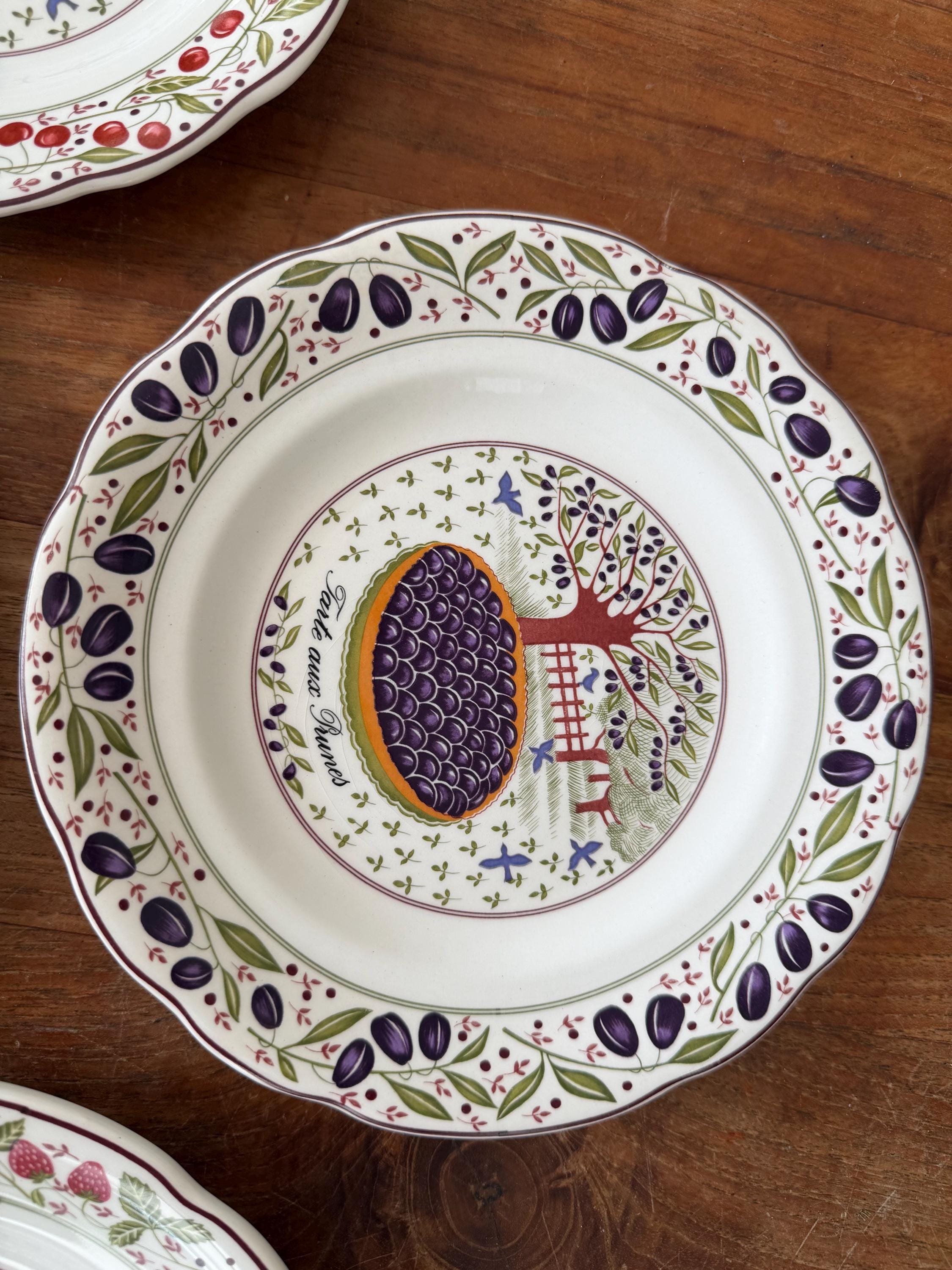 Set of 6 Gorgeous Gien France Les Tartes Breakfast Plate-breakfast