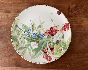 France Gien La Ronde Des Fruits Porcelain Large Cake Plate Platter