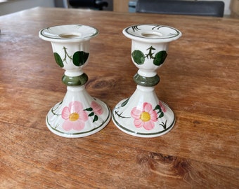 Set of 2 Beautiful Villeroy and Boch Germany Wild Rose/Wildrose Kandelaars-Candlesticker holders