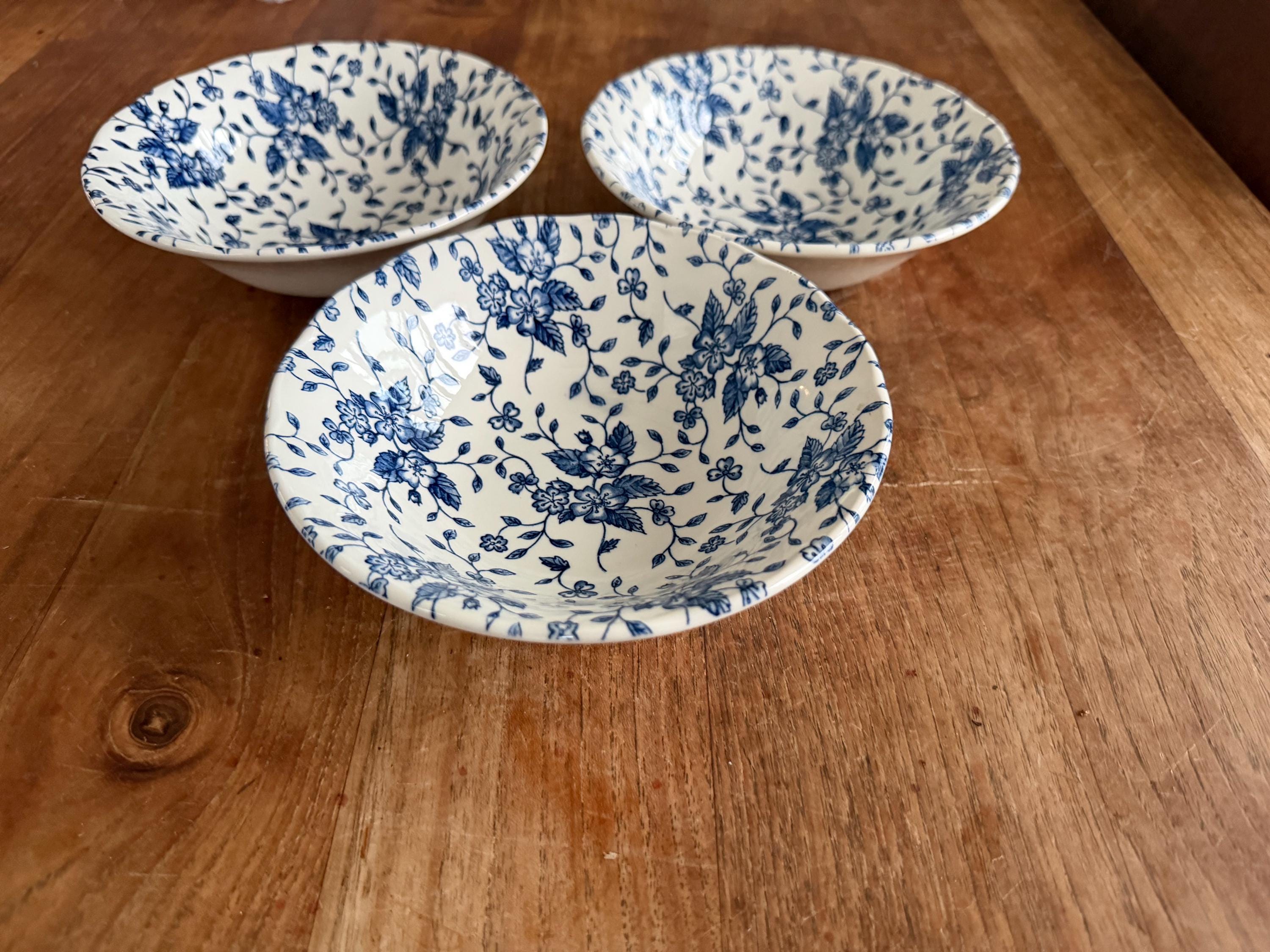 Set of 3 Gorgeous Royal Tudor Bouquet Blue Grindley Breakfast Bowl