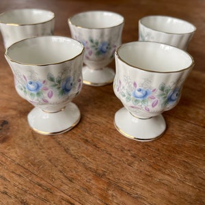 Conjunto de 5 Royal Albert Bone China England Blue Blossom - Copo de Ovo - Copos de Ovo - Copos de Ovo - Raro!