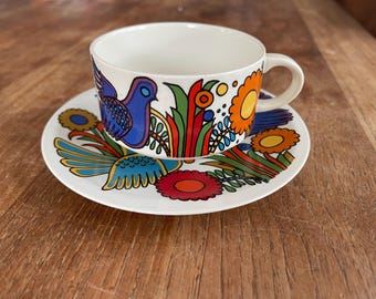 A Gorgeous Vintage Villeroy & Boch Acapulco  Groot Theekop/Koffiekop 9cm met Schotel-Lareg Teacup/Coffeecup and Saucer- Jaren 70's-Rare