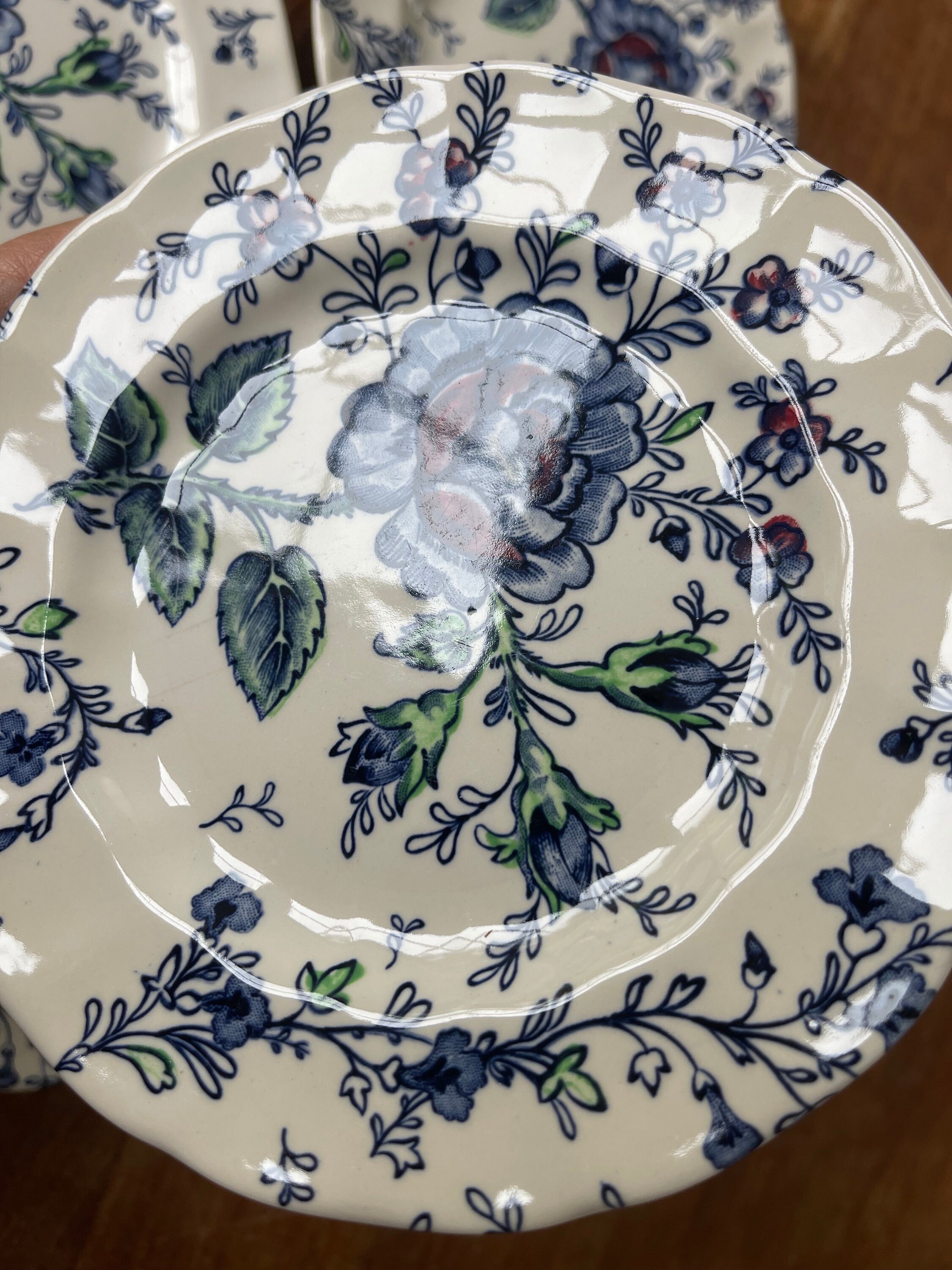 Set of 4 Vintage Johnson Brothers/bros Rose Chintz Blue