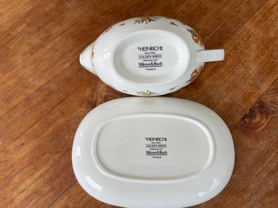 Saucière Ancienne Villeroy & Boch – Décor Oiseau – Pièce De Collection