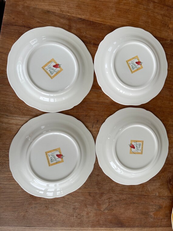 フランスGien社プレート8枚セット Set of 4 Beautiful Gien France Farandole Ontbijtbord/lunch Bord