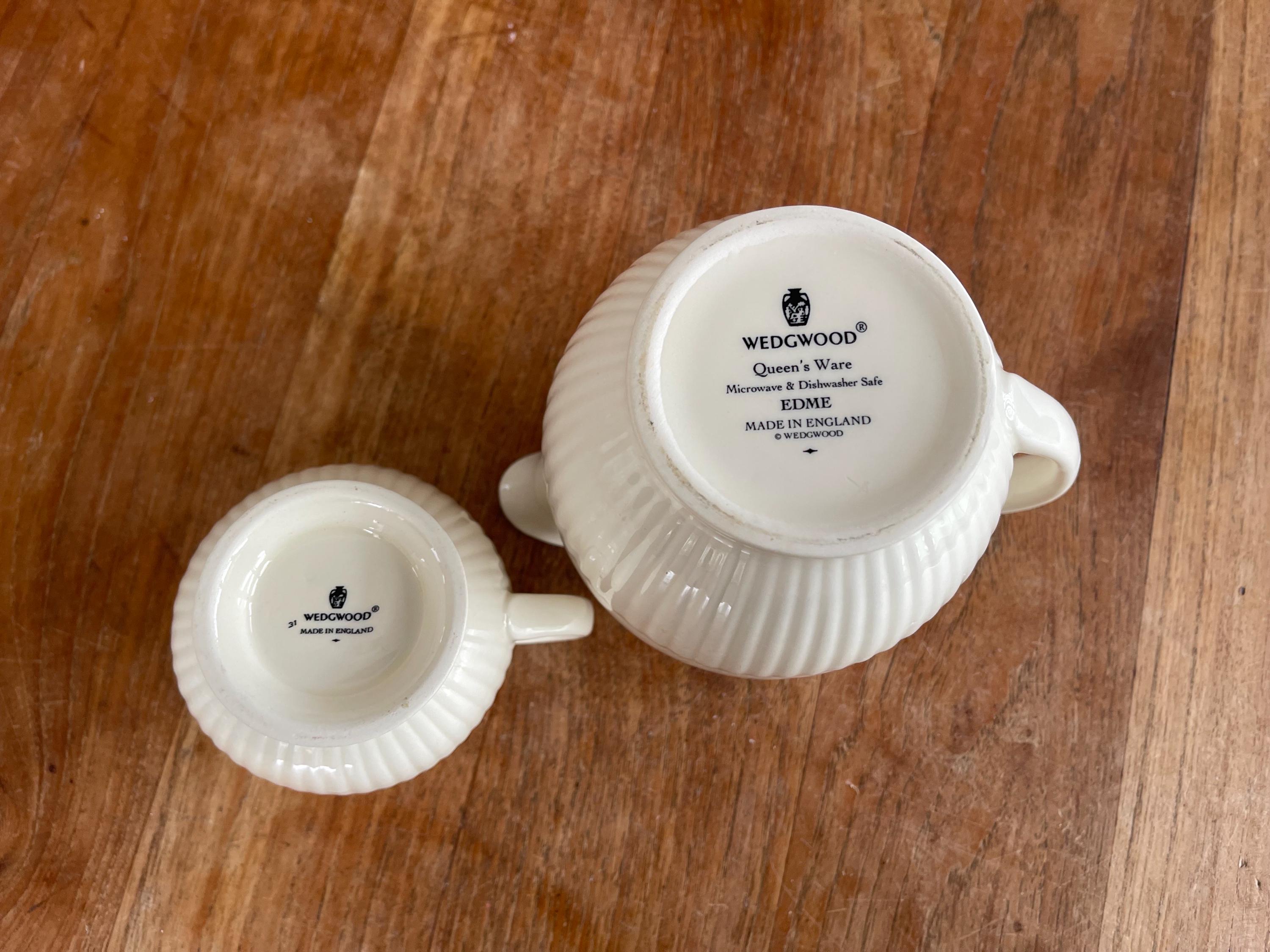 Set of 2 Elegant Wedgwood Queen's Ware- Edme Large and Small Jug
