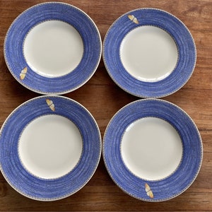 Set di 4 piatti vintage Wedgwood Sarah's Garden- Queen's Ware-Pie/Gabak/insalata-piatto laterale-pane e burro/piatto di insalata- 18,5 cm blu