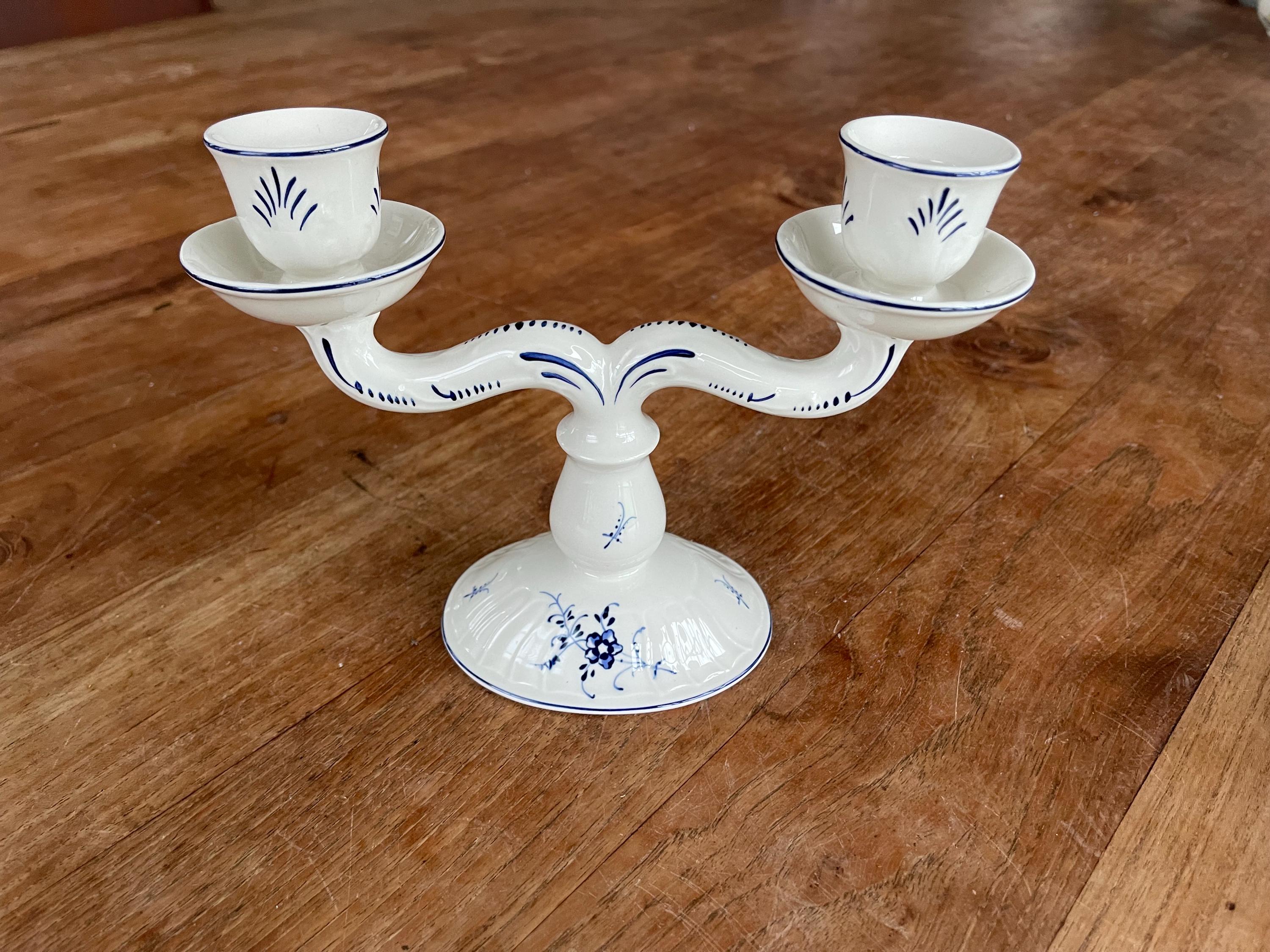 Ｖilleroy & Boch ルクセンブルク　キャンドルスタンド　２個 A Gorgeous Villeroy & Boch Old Vieux Luxembourg 2-arms Candlestick